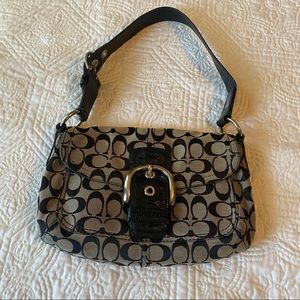 Coach Soho Signature C Black Gray handbag buckle